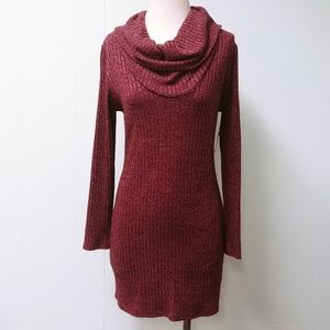 Purple Cowl Neck Knit Dress